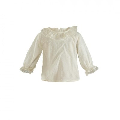Финна памучна бяла блузка с якичка