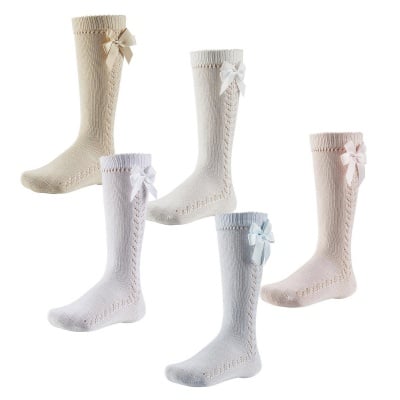Елегантни високи чорапи с панделка  в различни цветове