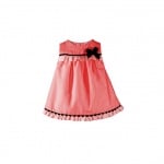 Рокля корал със синя панделка