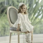 Детска рокля в бяло с бродерия